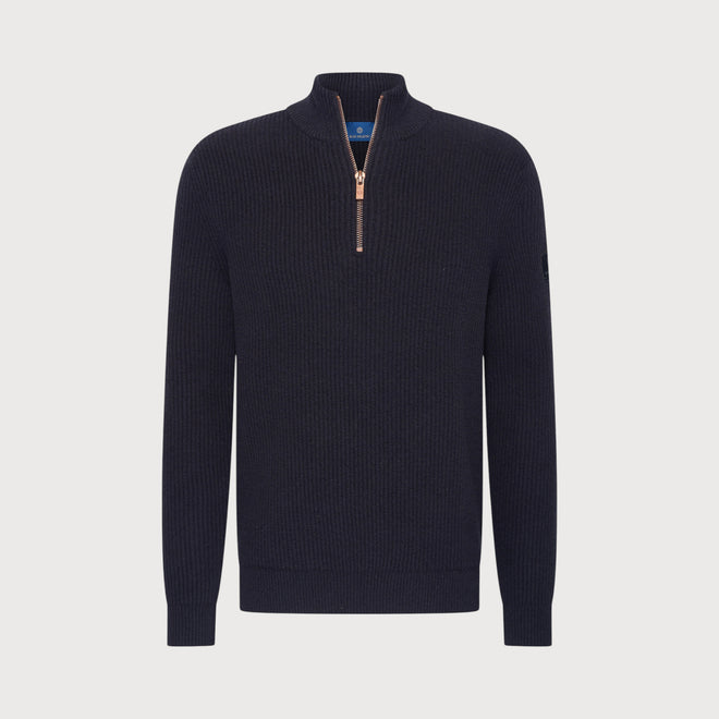 Blue Industry Quarter-Zip Sweater