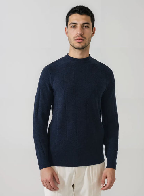Patrick Assaraf Drop Needle Birdseye Crewneck