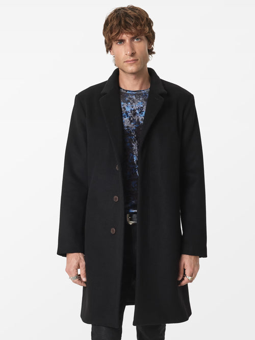 John Varvatos Rhett Wool Coat With Hidden Button Plackets