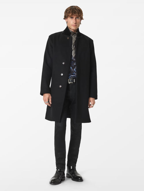 John Varvatos Rhett Wool Coat With Hidden Button Plackets