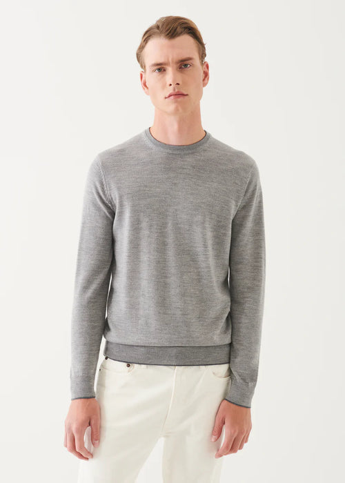 PATRICK ASSARAF MERINO CREWNECK WITH ELBOW PATCHES