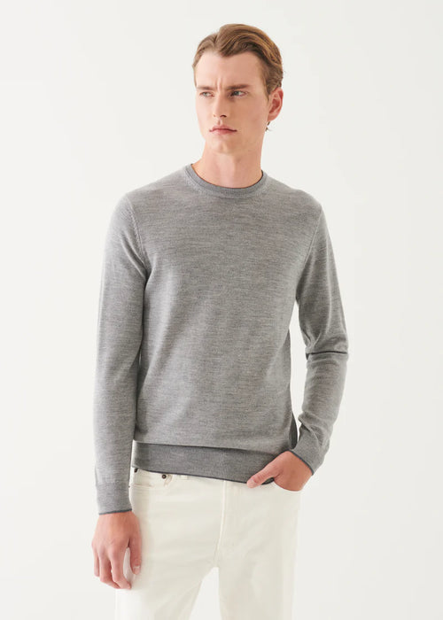 PATRICK ASSARAF MERINO CREWNECK WITH ELBOW PATCHES