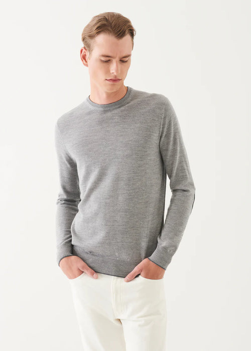 PATRICK ASSARAF MERINO CREWNECK WITH ELBOW PATCHES