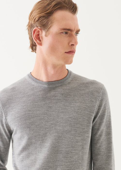 PATRICK ASSARAF MERINO CREWNECK WITH ELBOW PATCHES