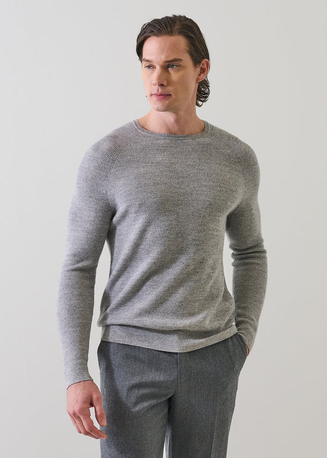 Patrick Assaraf Merino Wool Ribbed Crewneck