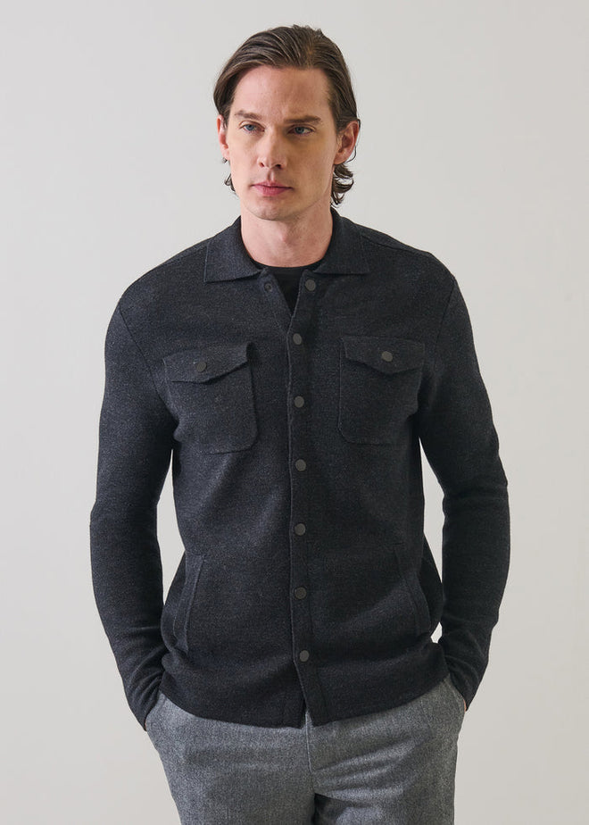 Patrick Assaraf Milano Stitch Snap Front Shirt Jacket