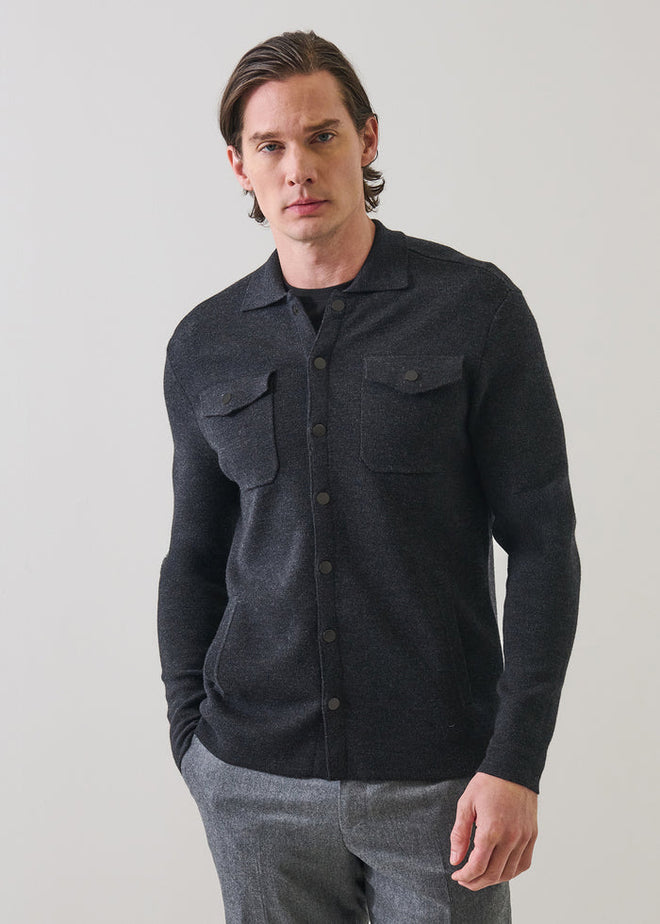 Patrick Assaraf Milano Stitch Snap Front Shirt Jacket
