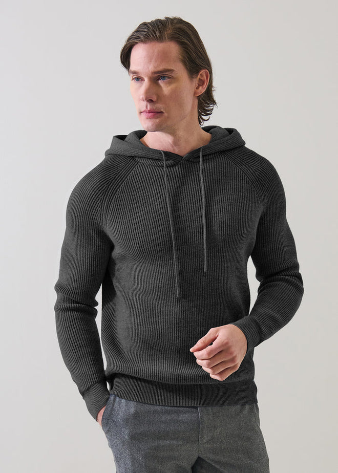 Patrick Assaraf Merino Ribbed Hoodie