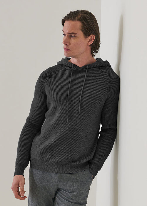 Patrick Assaraf Merino Ribbed Hoodie