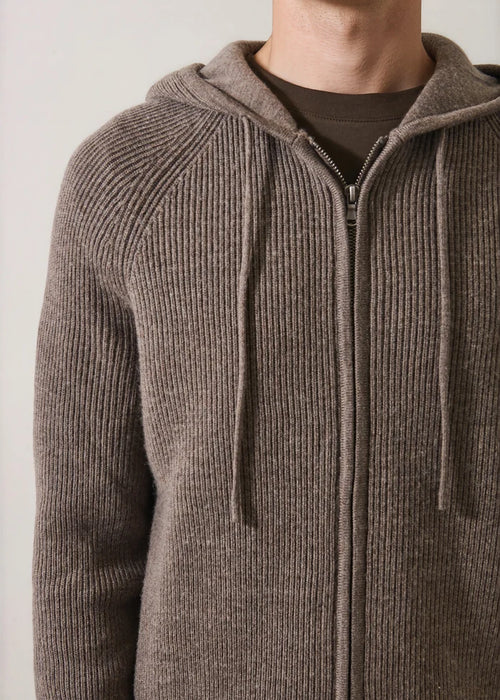 Patrick Assaraf Extra-Fine Merino Wool Ribbed Full Zip Hoodie