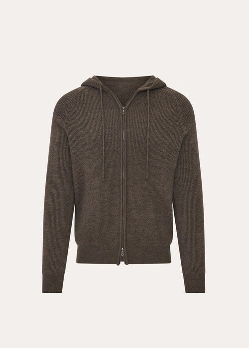 Patrick Assaraf Extra-Fine Merino Wool Ribbed Full Zip Hoodie
