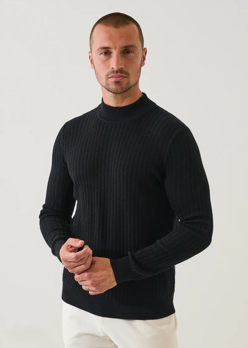 PATRICK ASSARAF MERINO TEXTURED MOCK NECK CREW SWEATER