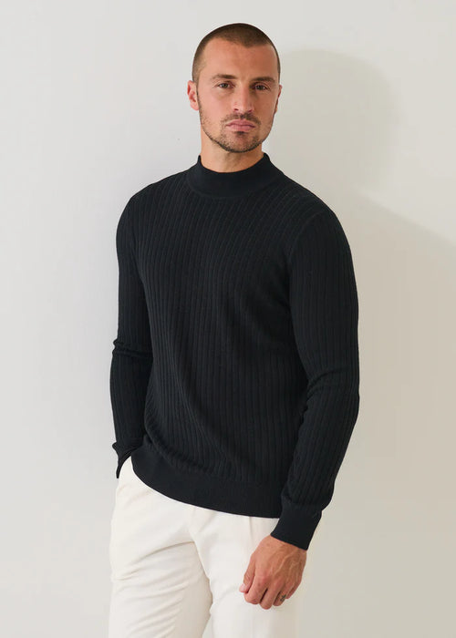 PATRICK ASSARAF MERINO TEXTURED MOCK NECK CREW SWEATER