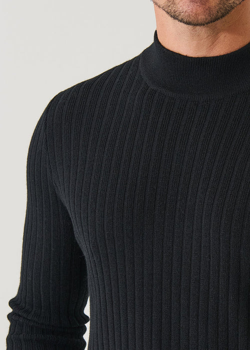 PATRICK ASSARAF MERINO TEXTURED MOCK NECK CREW SWEATER