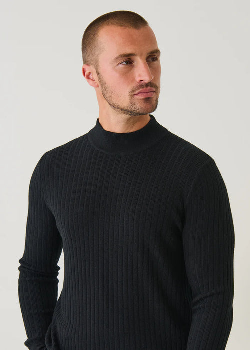 PATRICK ASSARAF MERINO TEXTURED MOCK NECK CREW SWEATER