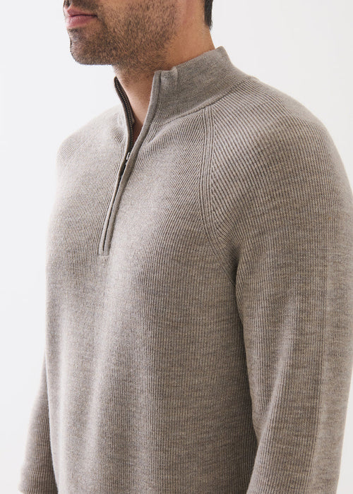 PATRICK ASSARAF MERINO RIBBED QUARTER ZIP