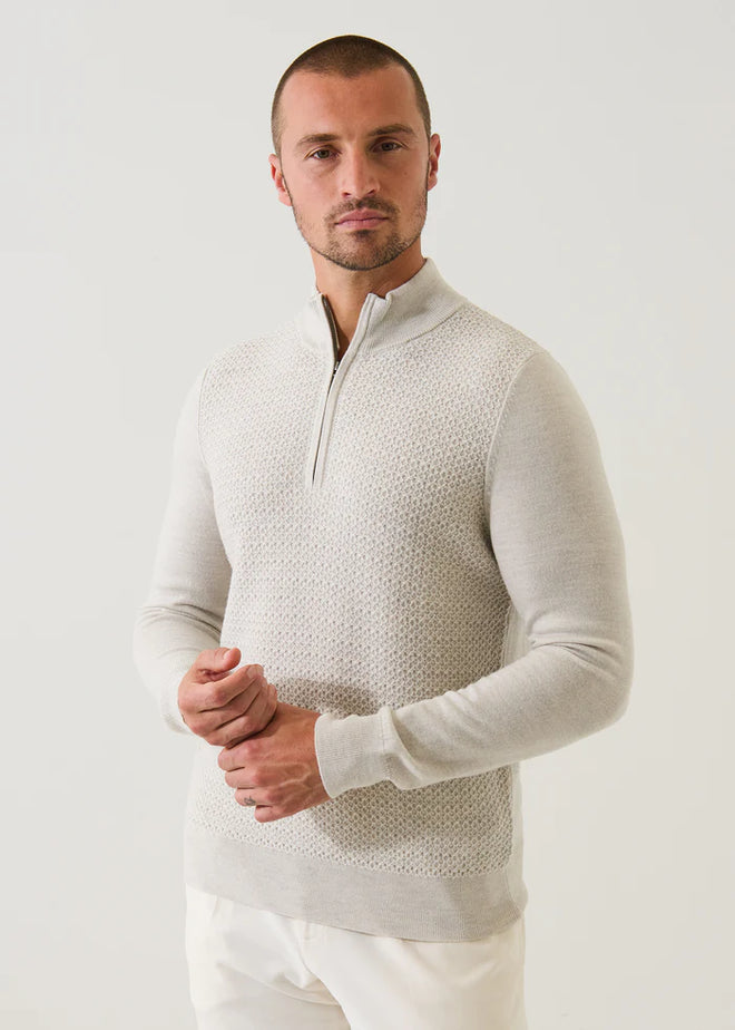 PATRICK ASSARAF MERINO TEXTURED QUARTER ZIP