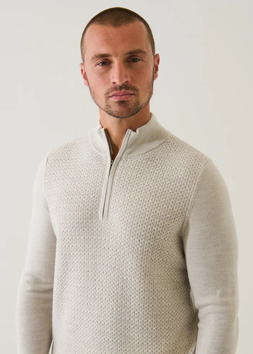 PATRICK ASSARAF MERINO TEXTURED QUATER ZIP