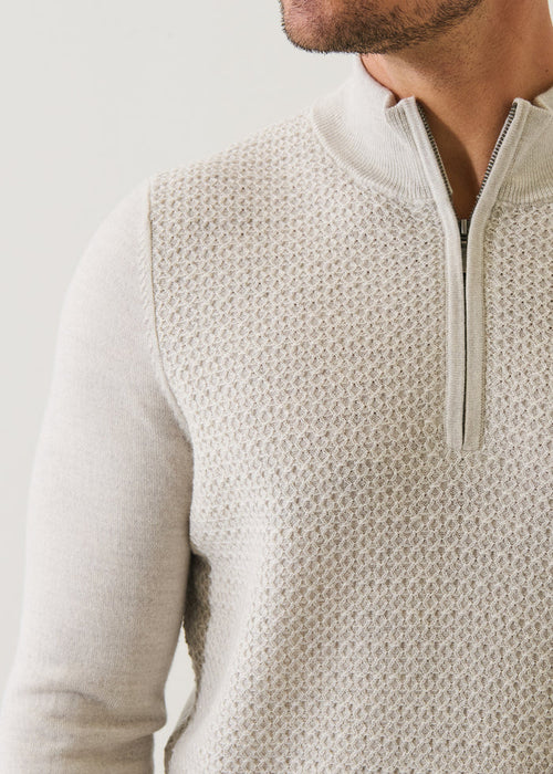 PATRICK ASSARAF MERINO TEXTURED QUARTER ZIP