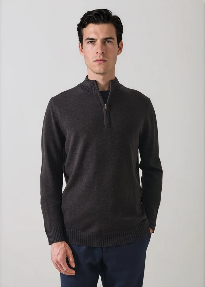 Patrick Assaraf Merino Plaited Quarter Zip