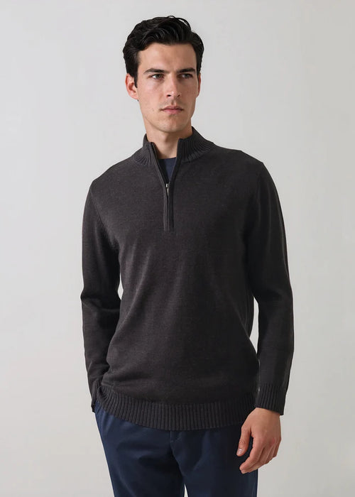 Patrick Assaraf Merino Plaited Quarter Zip
