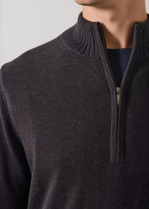 Patrick Assaraf Merino Plaited Quarter Zip