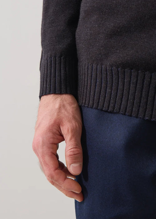 Patrick Assaraf Merino Plaited Quarter Zip