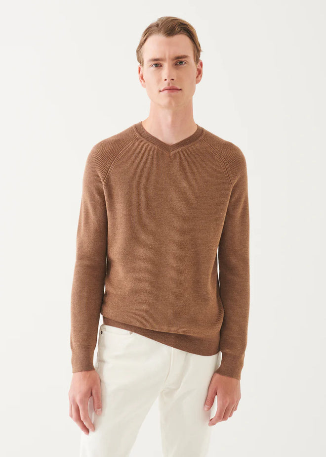 PATRICK ASSARAF MERINO RIBBED V-NECK