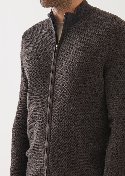 PATRICK ASSARAF MARINO BUBBLE STICH  FULL ZIP CARDIGAN