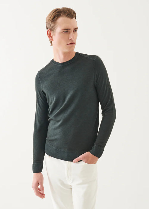 PATRICK ASSARAF MARINO WOOL VINTAGE WASH CREW NECK