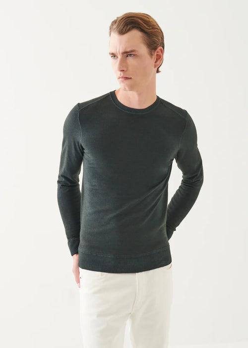 PATRICK ASSARAF MARINO WOOL VINTAGE WASH CREW NECK