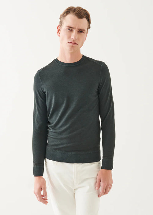 PATRICK ASSARAF MARINO WOOL VINTAGE WASH CREW NECK