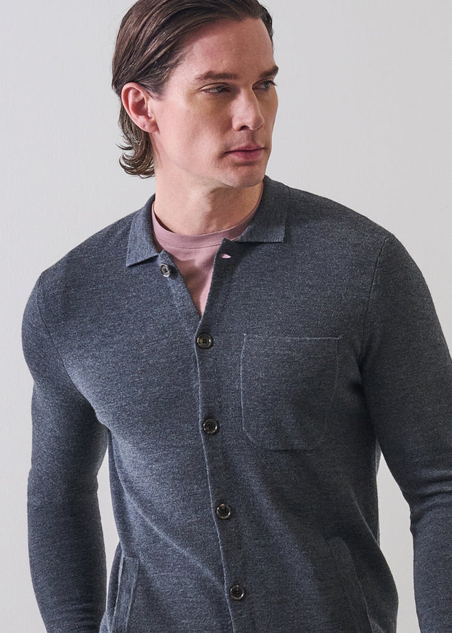 Patrick Assaraf Extra-Fine Merino Wool Milano Stitch Shirt Jacket