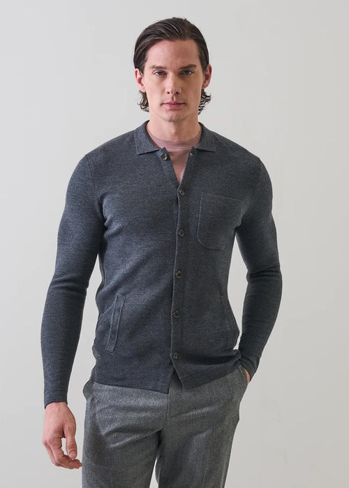 Patrick Assaraf Extra-Fine Merino Wool Milano Stitch Shirt Jacket