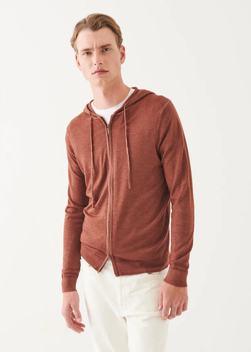 PATRICK ASSARAF EXTRA-FINE MERINO VINTAGE WASH FULL ZIP HOODIE