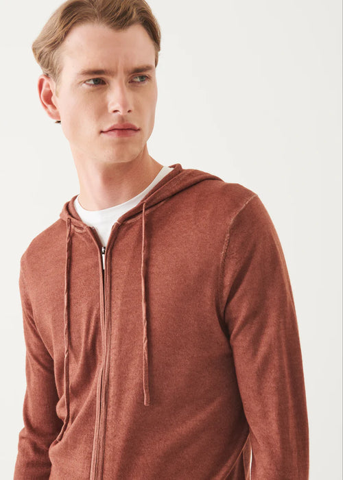 PATRICK ASSARAF EXTRA-FINE MERINO VINTAGE WASH FULL ZIP HOODIE