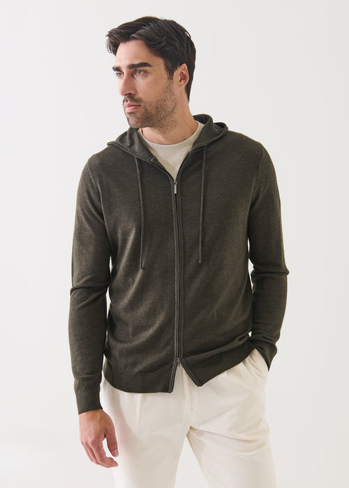 PATRICK ASSARAF MERINO ZIP-UP HOODIE