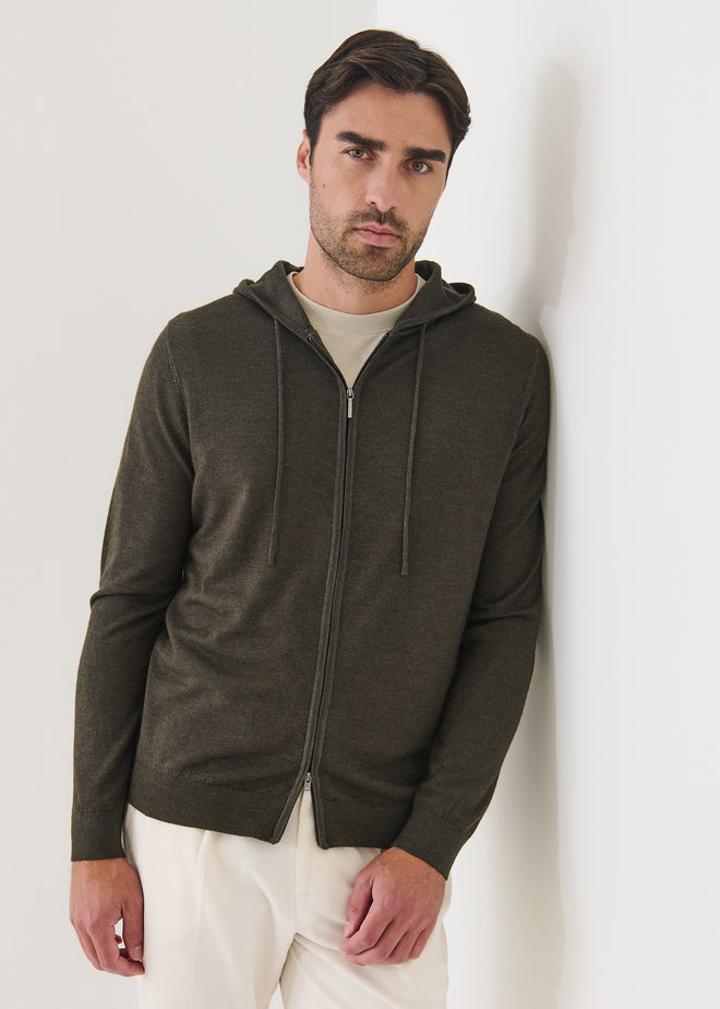 PATRICK ASSARAF MERINO ZIP-UP HOODIE