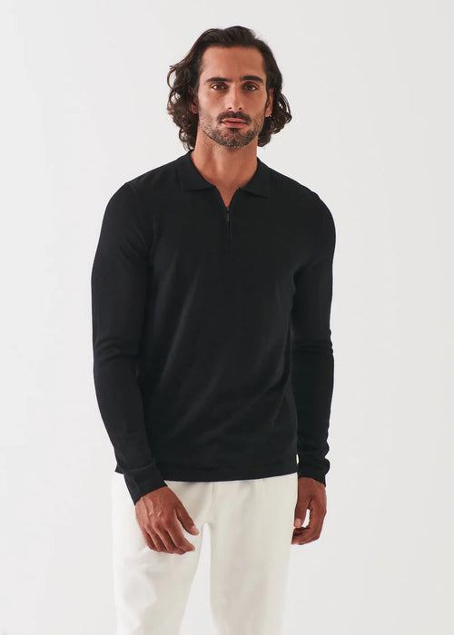 PATRICK ASSARAF EXTRA-FINE MERINO WOOL QUATER ZIP POLO