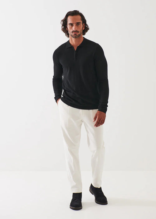 PATRICK ASSARAF EXTRA-FINE MERINO WOOL QUATER ZIP POLO