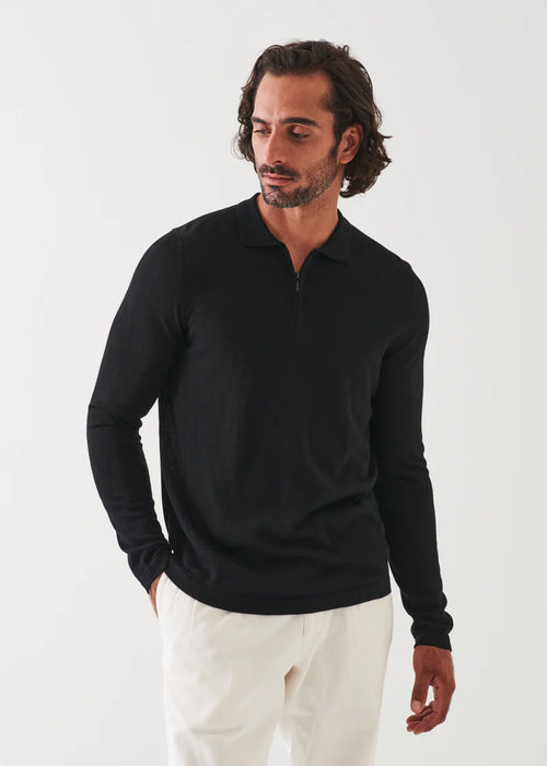 PATRICK ASSARAF EXTRA-FINE MERINO WOOL QUATER ZIP POLO