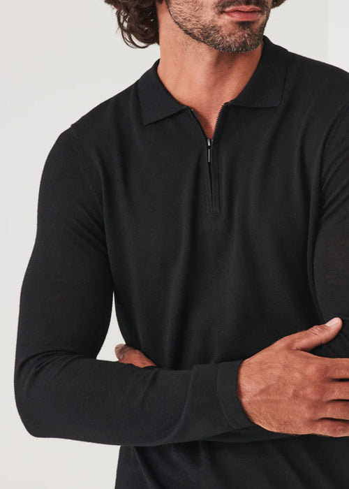 PATRICK ASSARAF EXTRA-FINE MERINO WOOL QUATER ZIP POLO