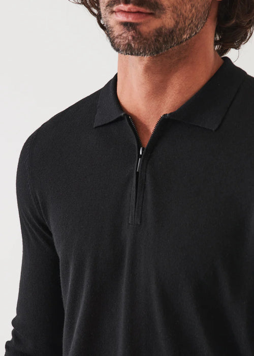 PATRICK ASSARAF EXTRA-FINE MERINO WOOL QUATER ZIP POLO