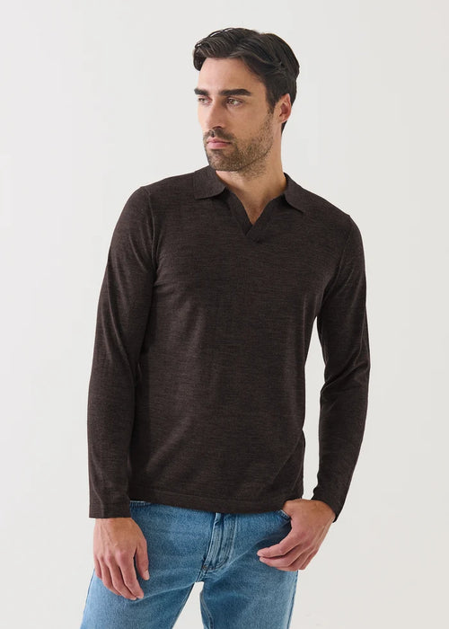 Patrick Assaraf Extra-Fine Merino Open Polo