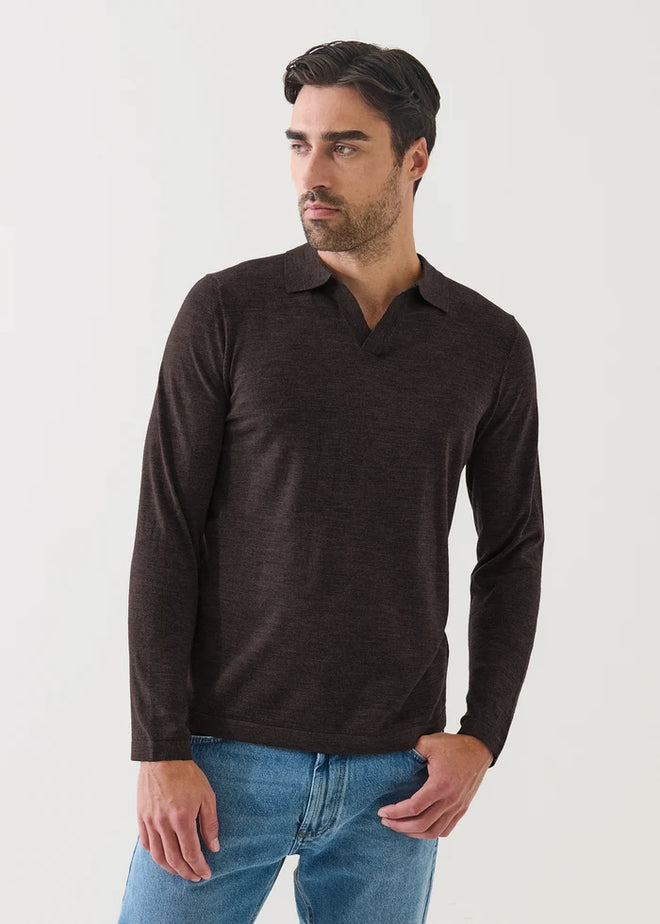 Patrick Assaraf Extra-Fine Merino Open Polo
