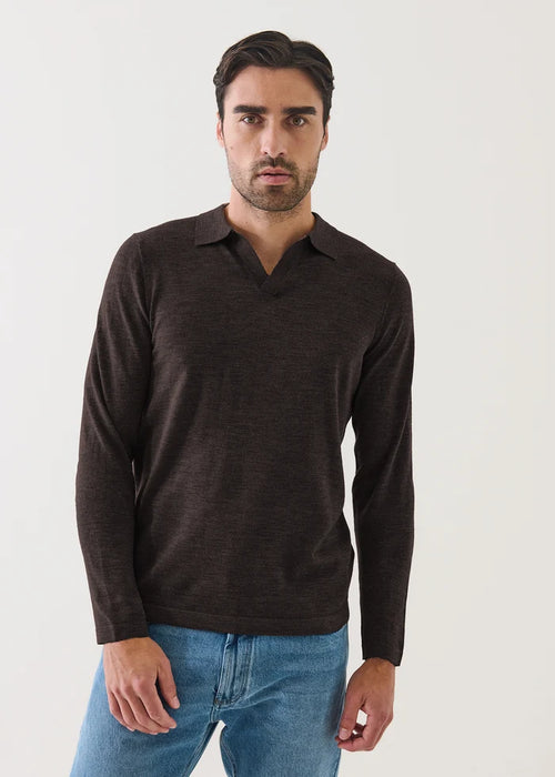 Patrick Assaraf Extra-Fine Merino Open Polo