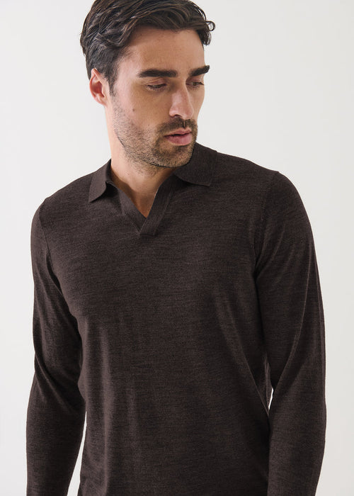 Patrick Assaraf Extra-Fine Merino Open Polo