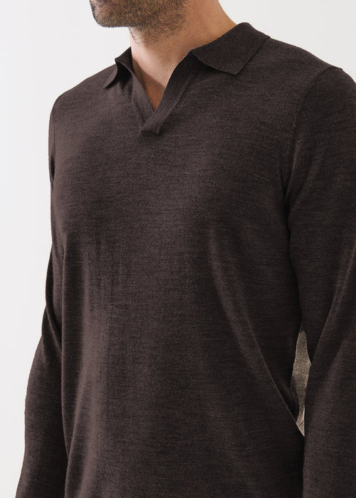 Patrick Assaraf Extra-Fine Merino Open Polo