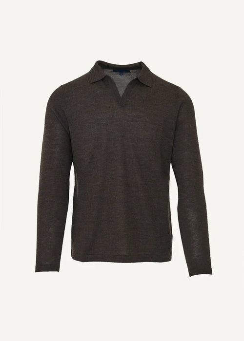Patrick Assaraf Extra-Fine Merino Open Polo