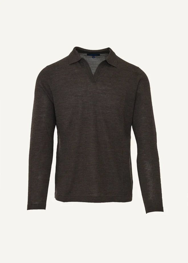 Patrick Assaraf Extra-Fine Merino Open Polo